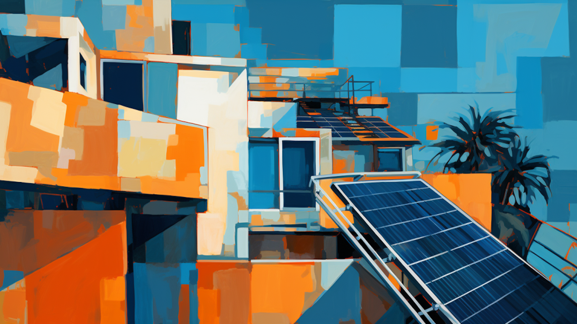 Illustration: Solarpanels auf einem Balkon