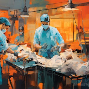 Illustration: Operationssaal während eines Eingriffs