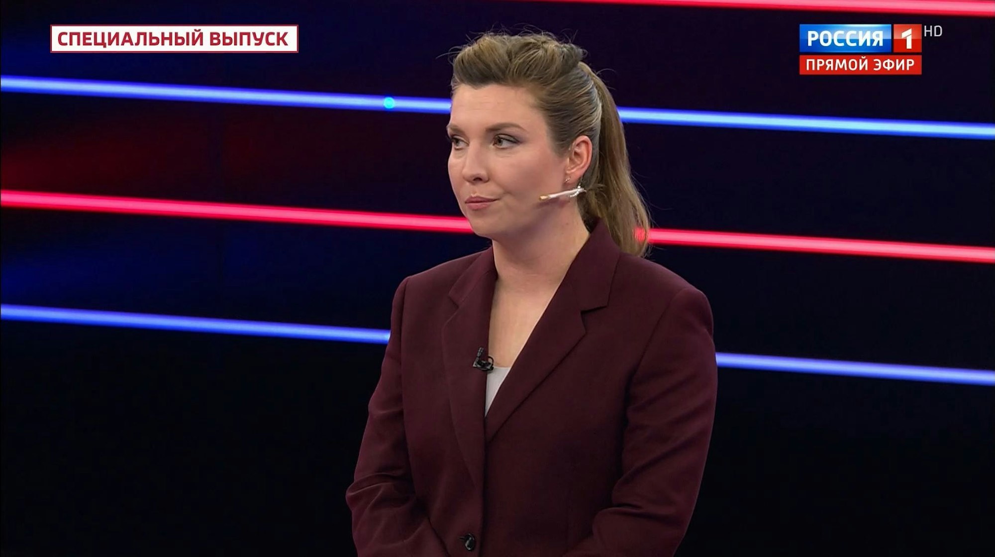 Olga Skabejewa in der Sendung „60 Minuten“ des staatlichen Fernsehsenders Rossija 1.