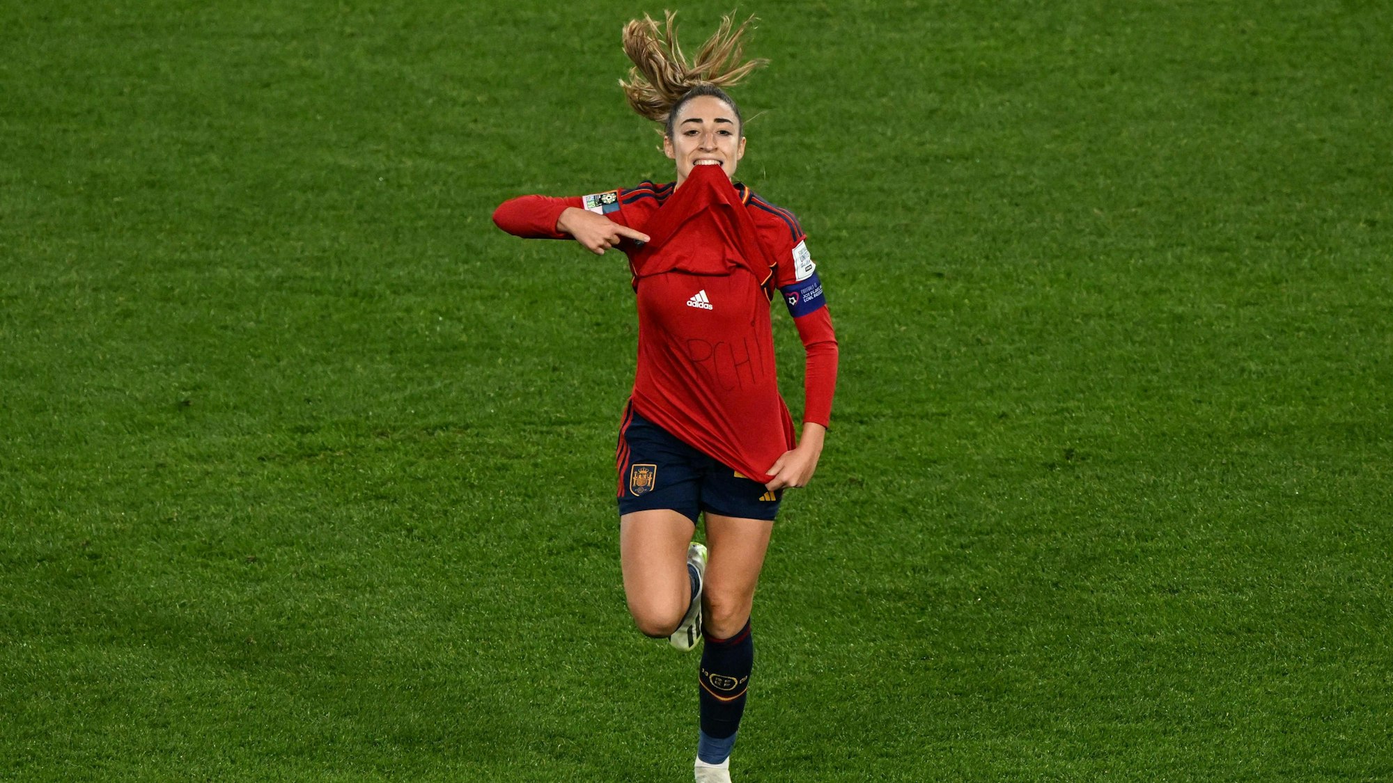 Olga Carmona bejubelt ihren Siegtreffer im WM-Finale am 20. August 2023.