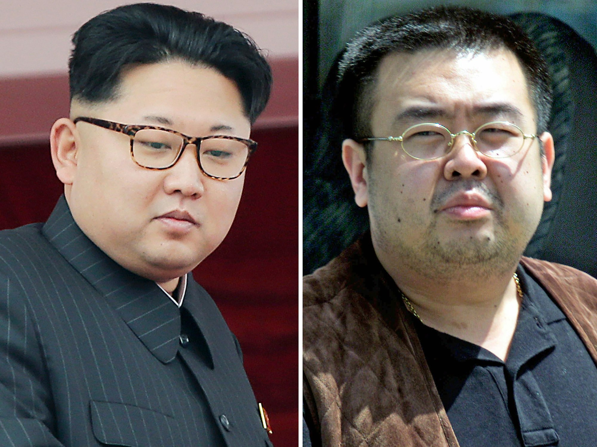Die Bildkombo zeigt den nordkoreanischen Machthaber Kim Jong Un (l), aufgenommen am 10.05.2016 in Pyongyang (Nordkorea), sowie seinen Halbbruder Kim Jong Nam (r), aufgenommen am 04.05.2001 in Narita (Japan).