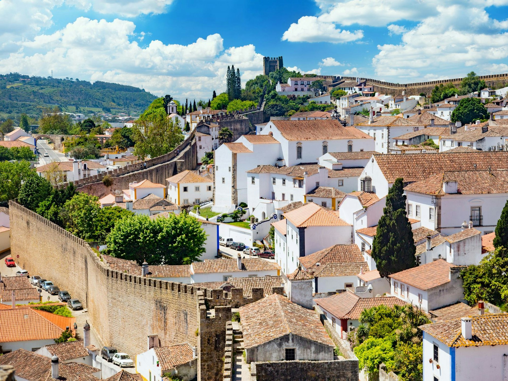 Blick über Óbidos in Portugal.