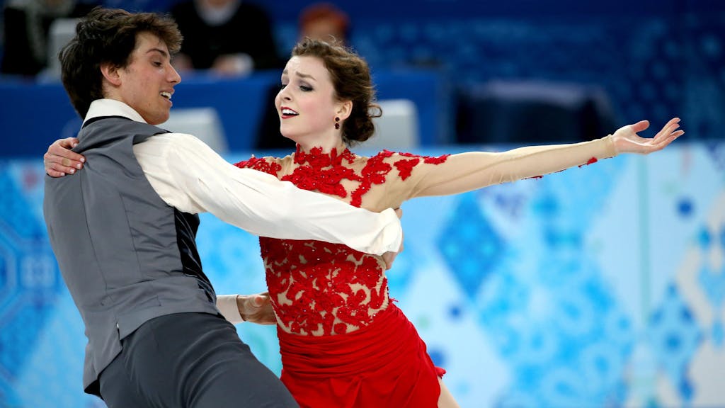 Alexandra Paul und ihr Partner Mitchell Islam bei ihrer Kür bei den Olympischen Spielen in Sotschi.