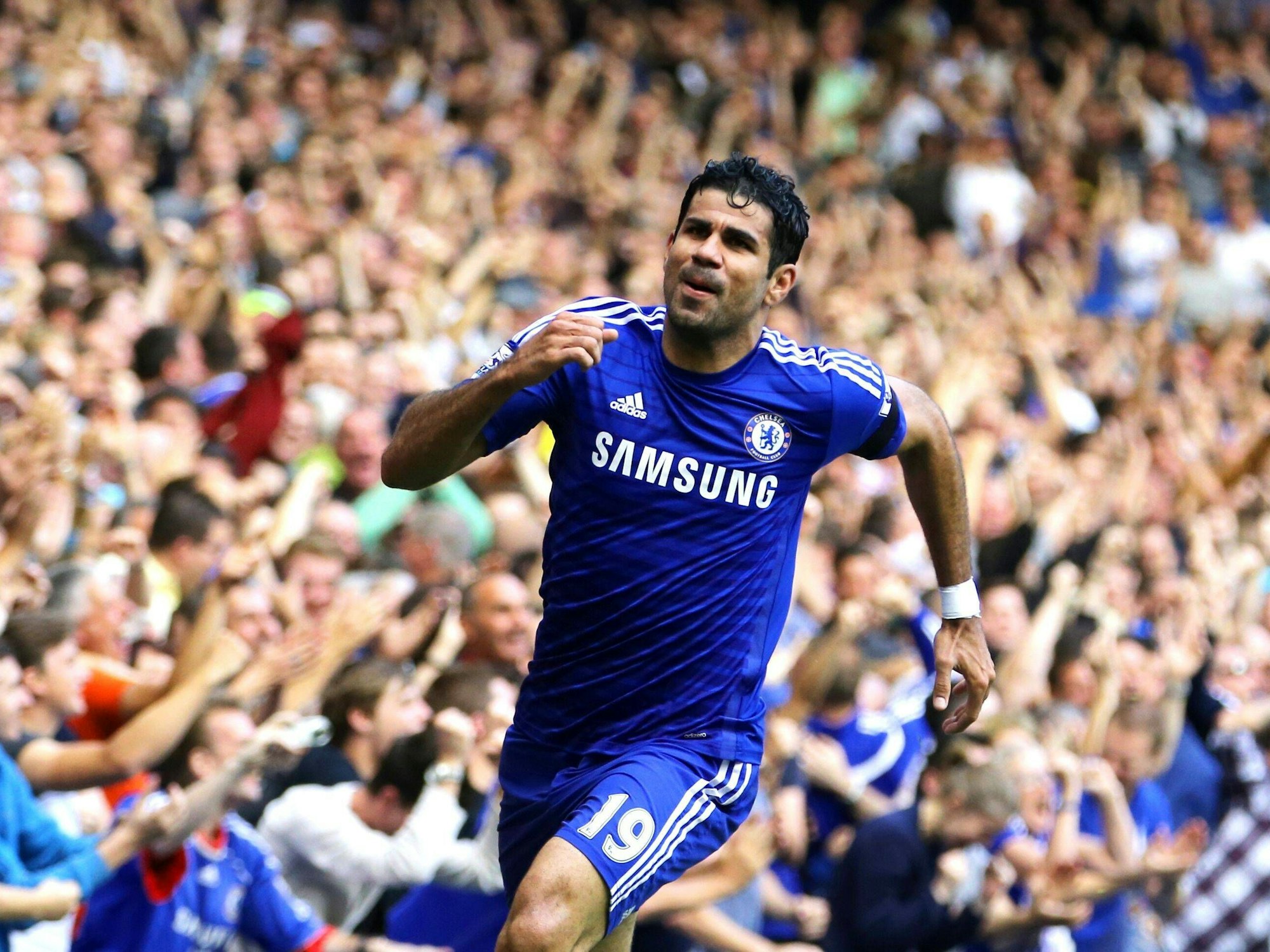 Diego Costa nach einem Tor für Chelsea. 