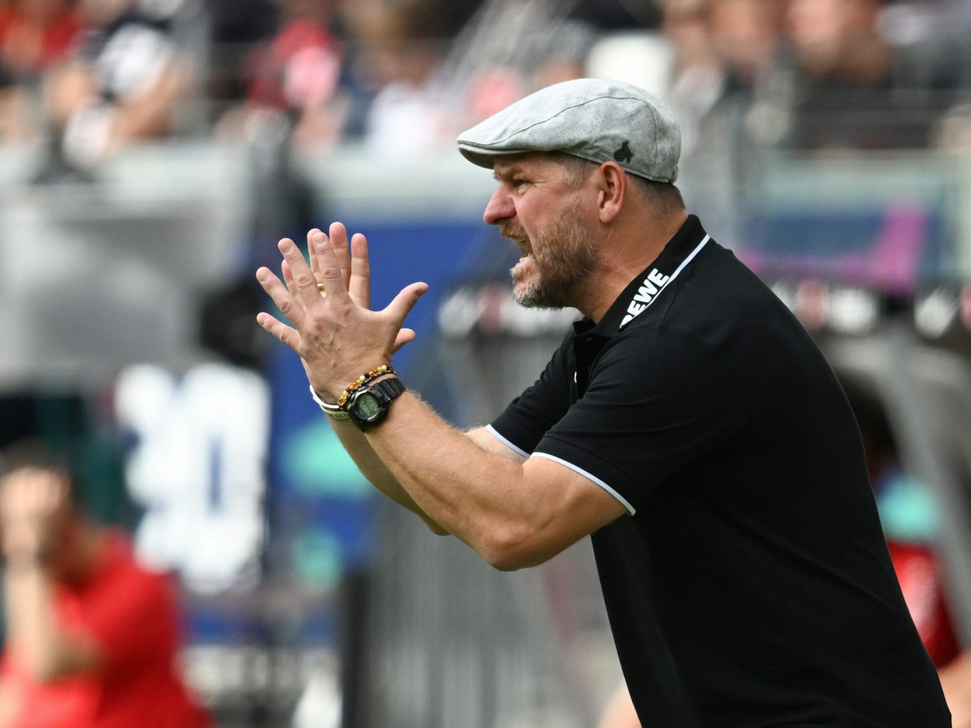 Steffen Baumgart gibt Anweisungen im Spiel gegen Eintracht Frankfurt.