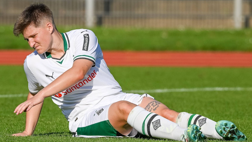 Sommer-Zugang Paula Klensmann reagiert enttäuscht auf das Ausscheiden von Borussia Mönchengladbach gegen Werder Bremen am 9. September 2023.