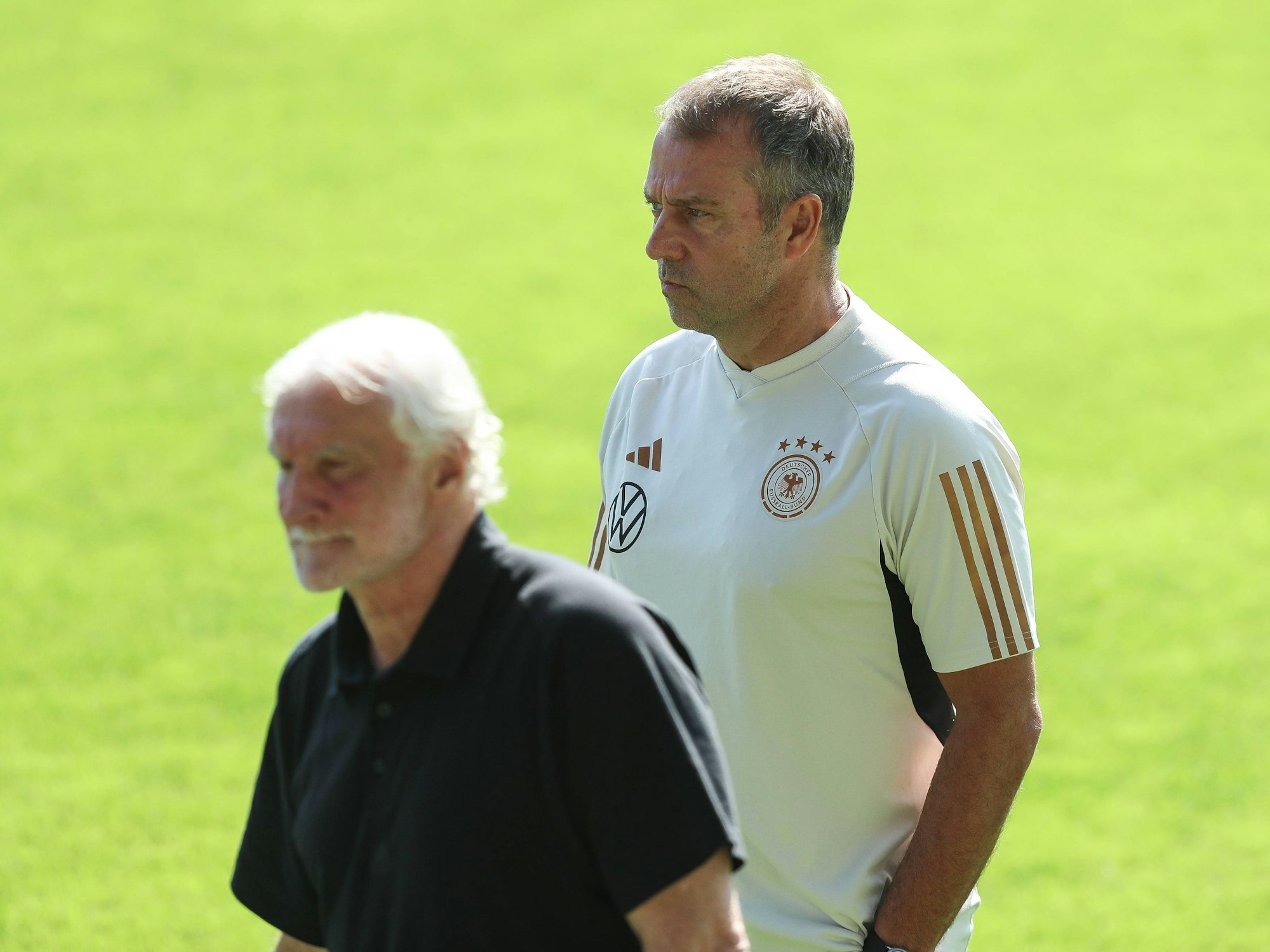 Trainingseinheit der Deutschen Nationalmannschaft nach den Länderspiel gegen Japan: Hansi Flick und Rudi Völler.