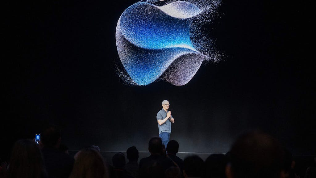 Apple-Chef Tim Cook während der Keynote am 12. September in Cupertino (Kalifornien).