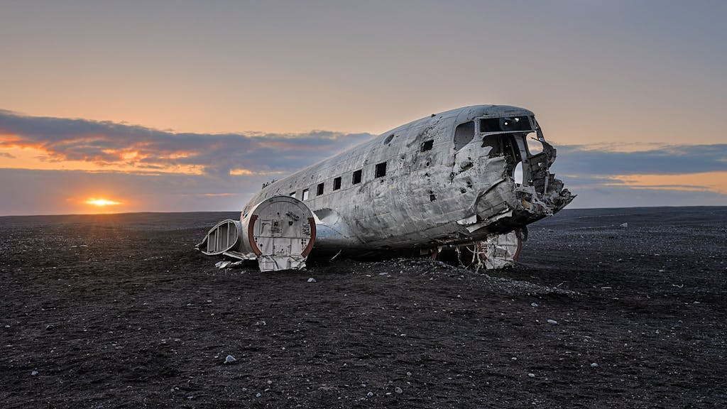 Flugzeugwrack in Sólheimasandur, Island.