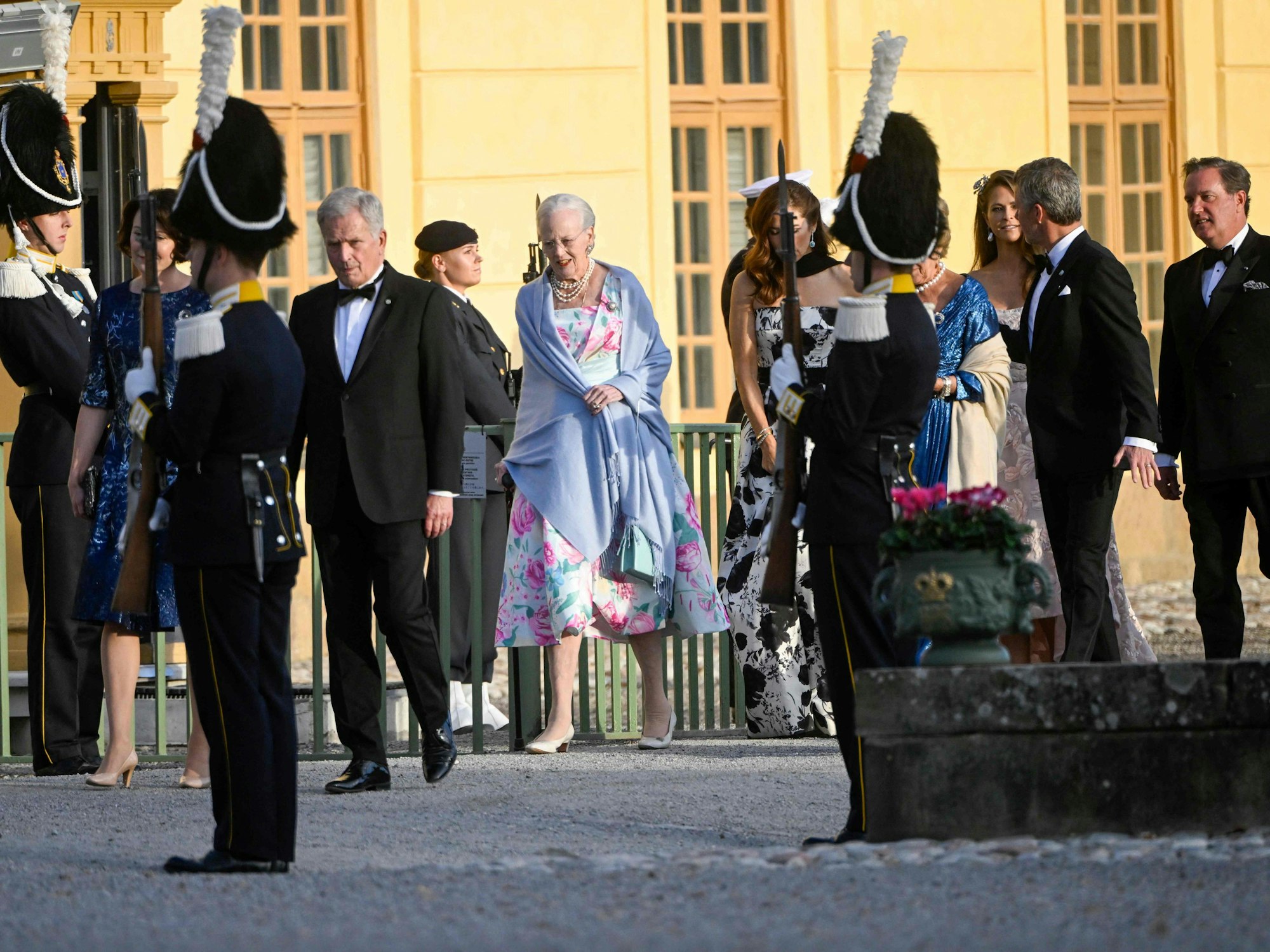 Dänemarks Königin Margrethe trifft am 14. September 2023 im Drottningholm Palace Theatre in Stockholm ein.