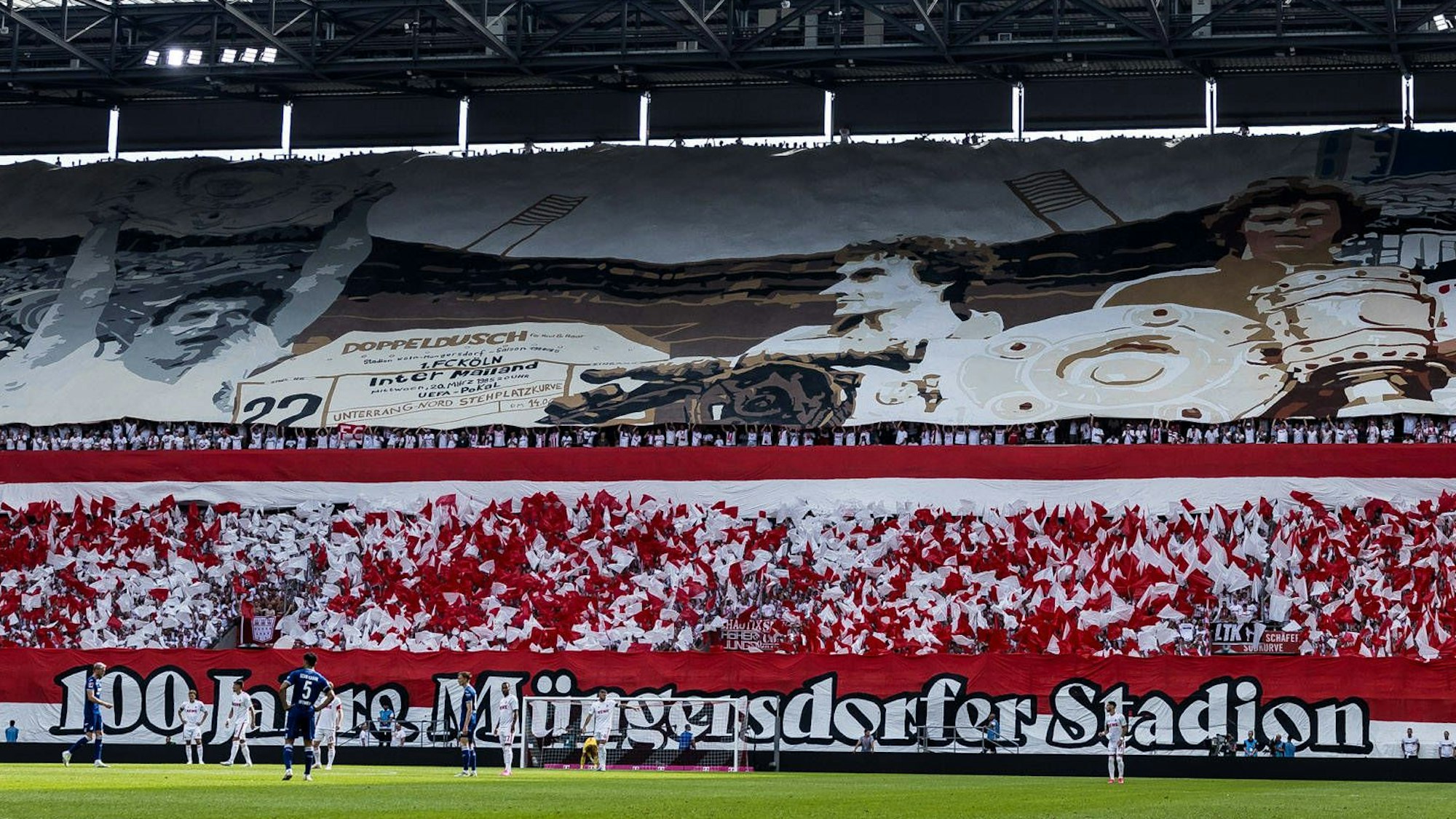 Die Choreo der Südkurve beim Heimspiel des 1. FC Köln gegen Hoffenheim.