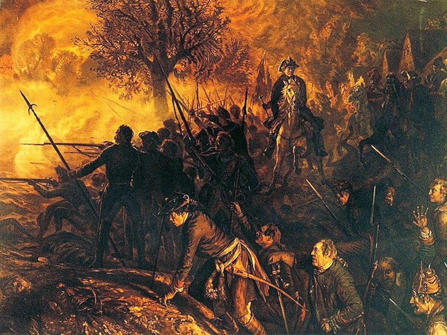 „Friedrich und die Seinen in der Schlacht bei Hochkirch“ von Adolph Menzel