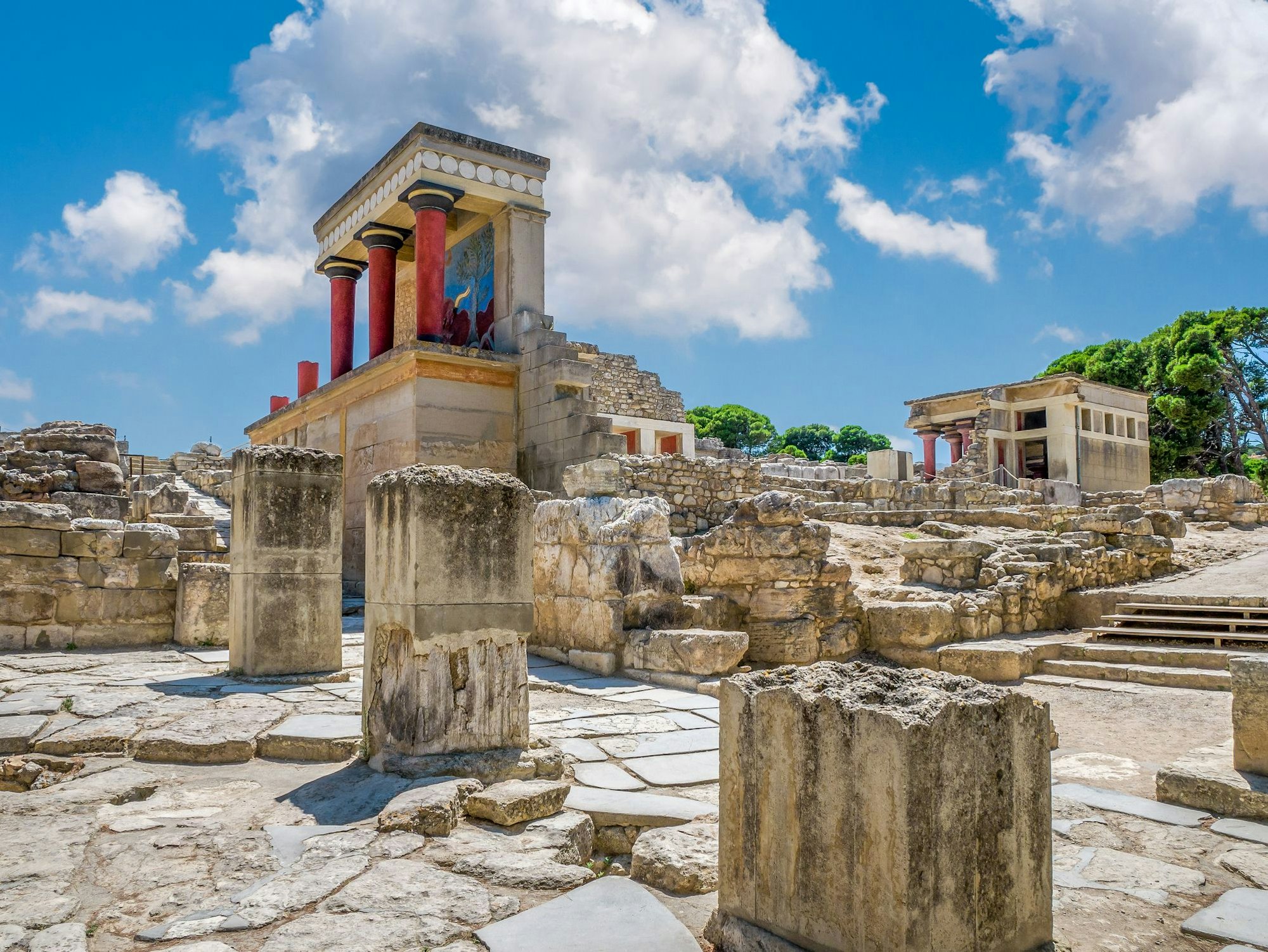 Die Ruinen des Palastes von Knossos auf der Insel Rhodos.