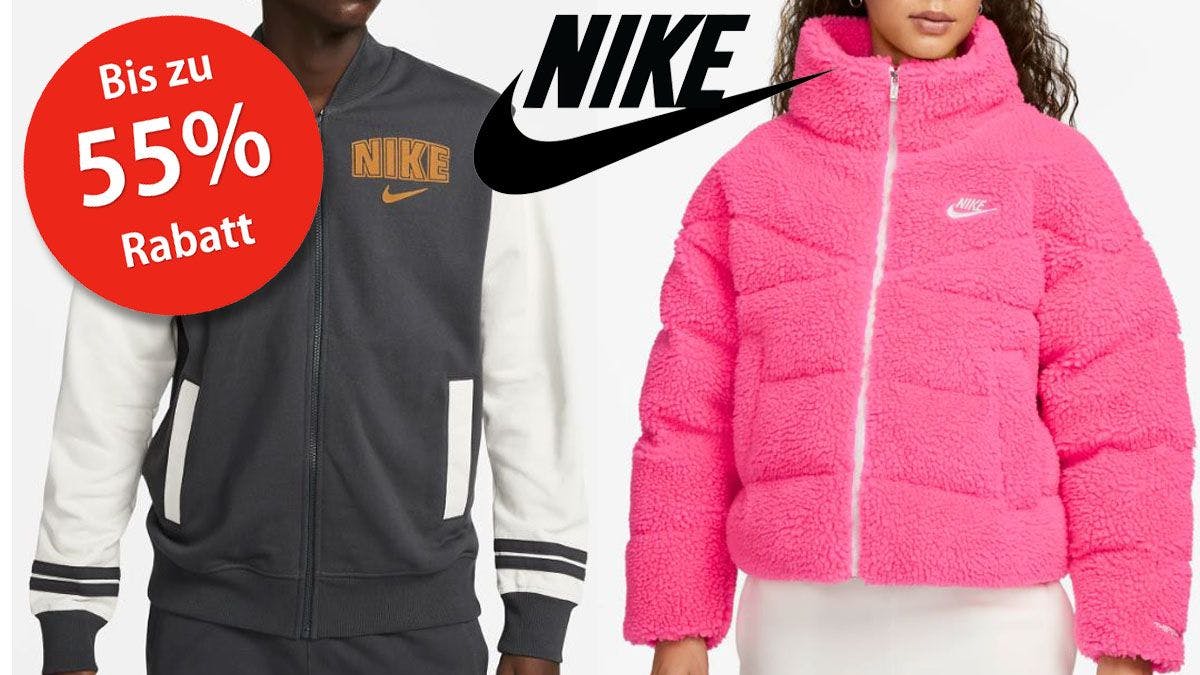 Nike Jacken für Damen und Herren in Grau und Pink.