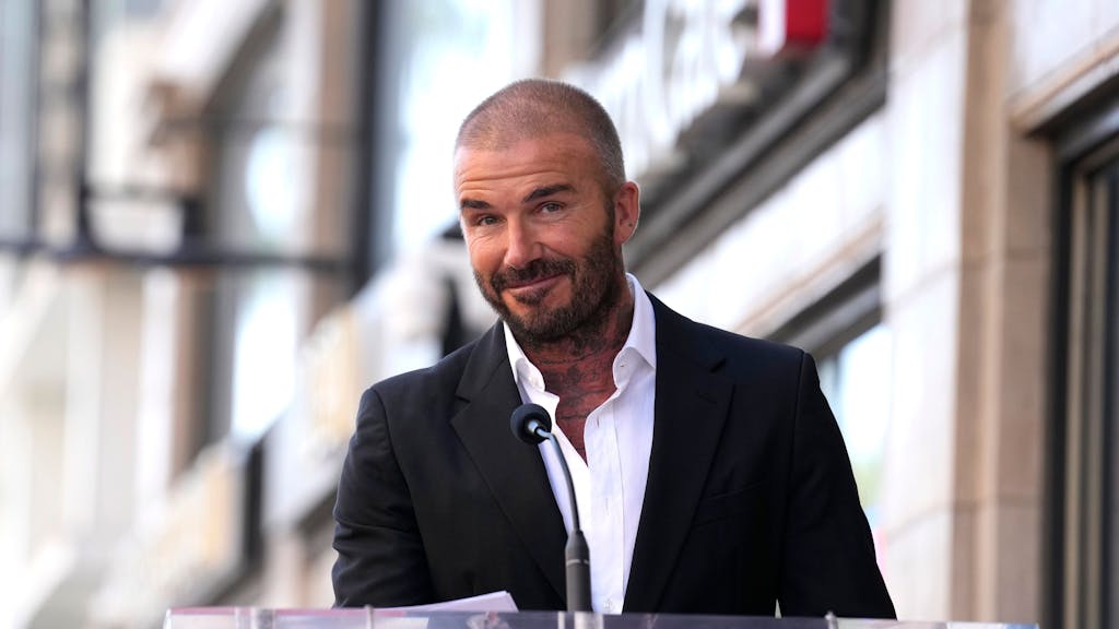 David Beckham spricht in Hollywood bei einer Zeremonie für Schauspieler Marc Anthony auf dem Walk of Fame.