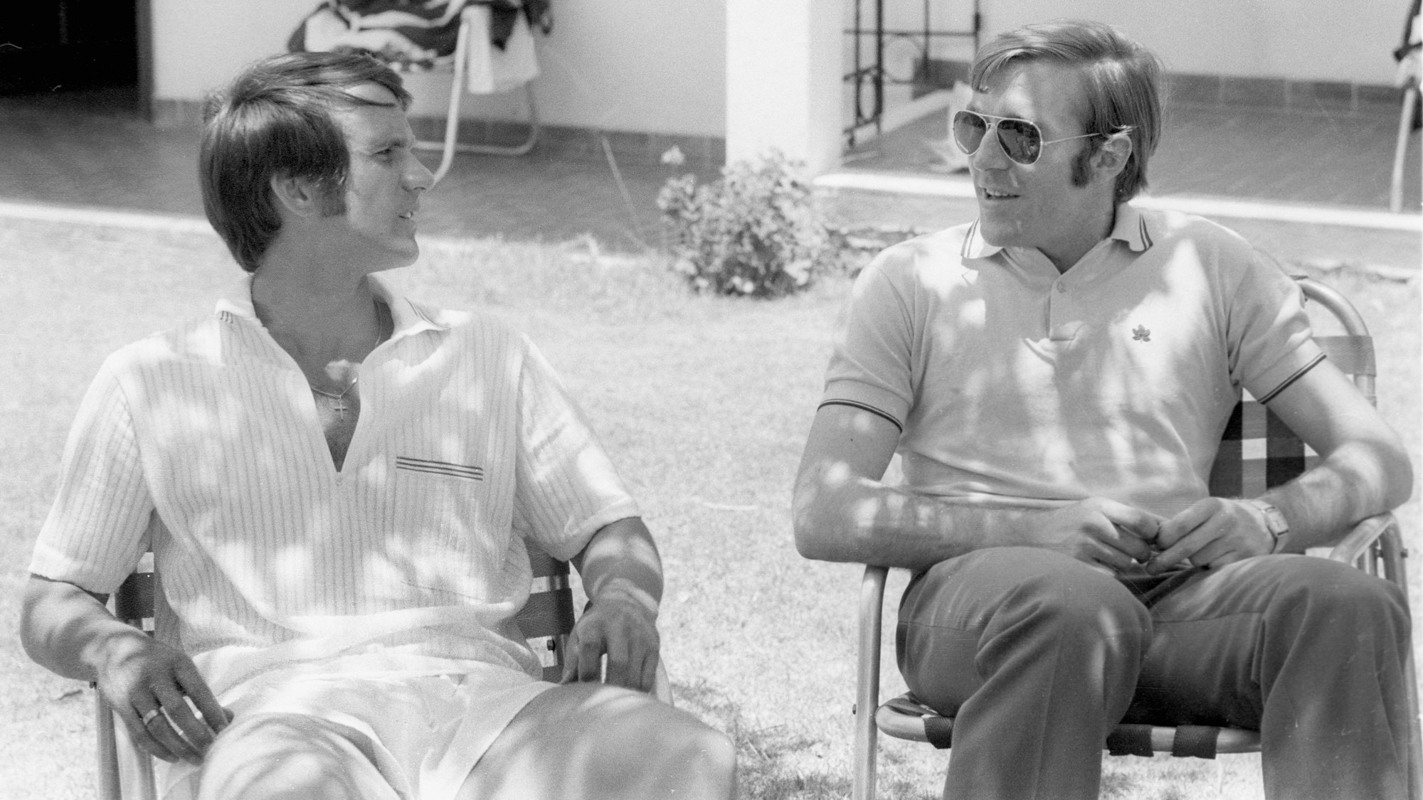 Wolfgang Overath (l.) und Günter Netzer im Quartier der Deutschen Nationalmannschaft bei der Weltmeisterschaft 1970 in Mexiko.