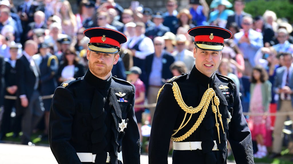 Prinz Harry (l.) und Prinz William laufen.