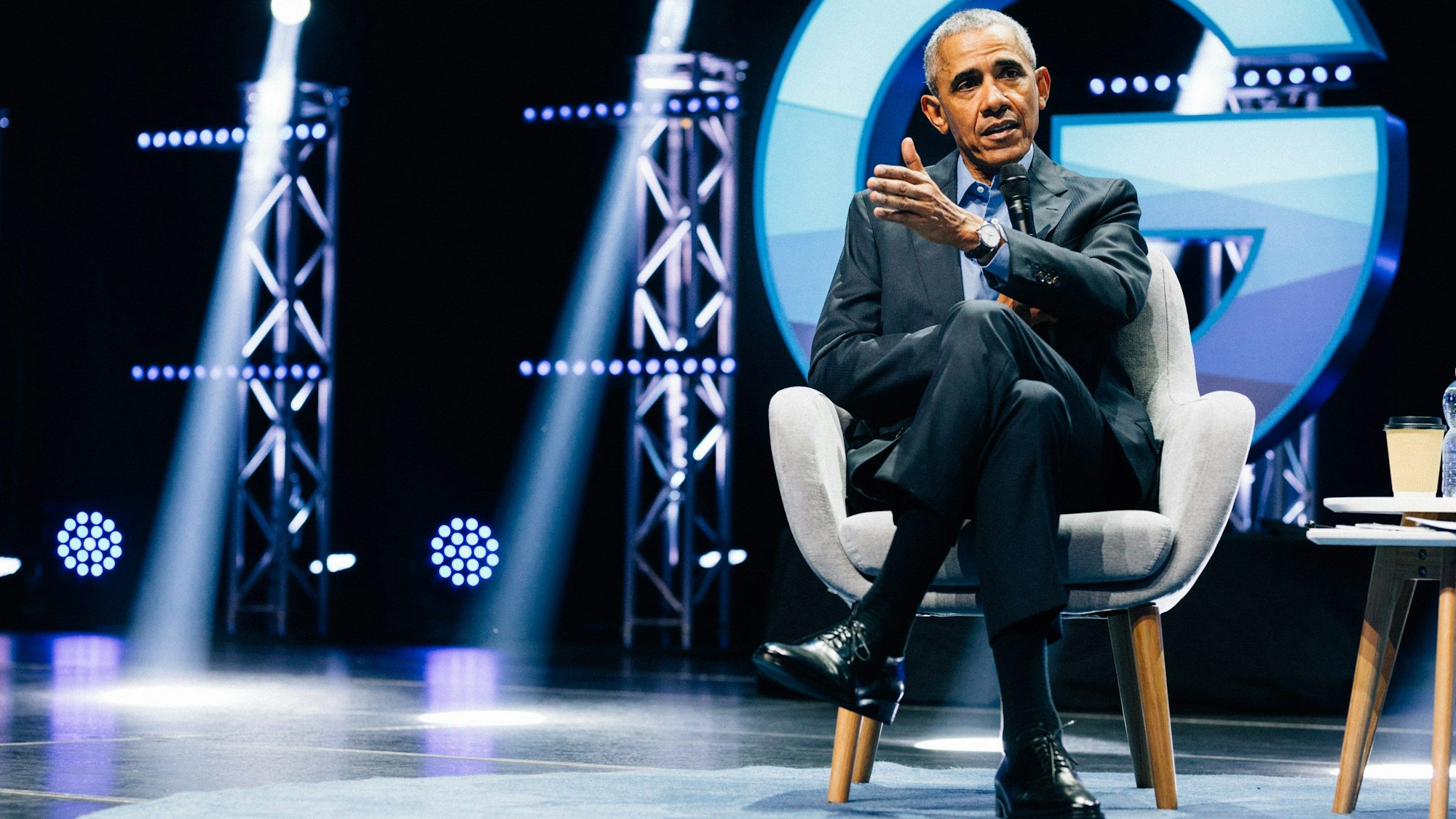 Barack Obama beim „World Leadership Summit“ in der Lanxess-Arena in Köln.