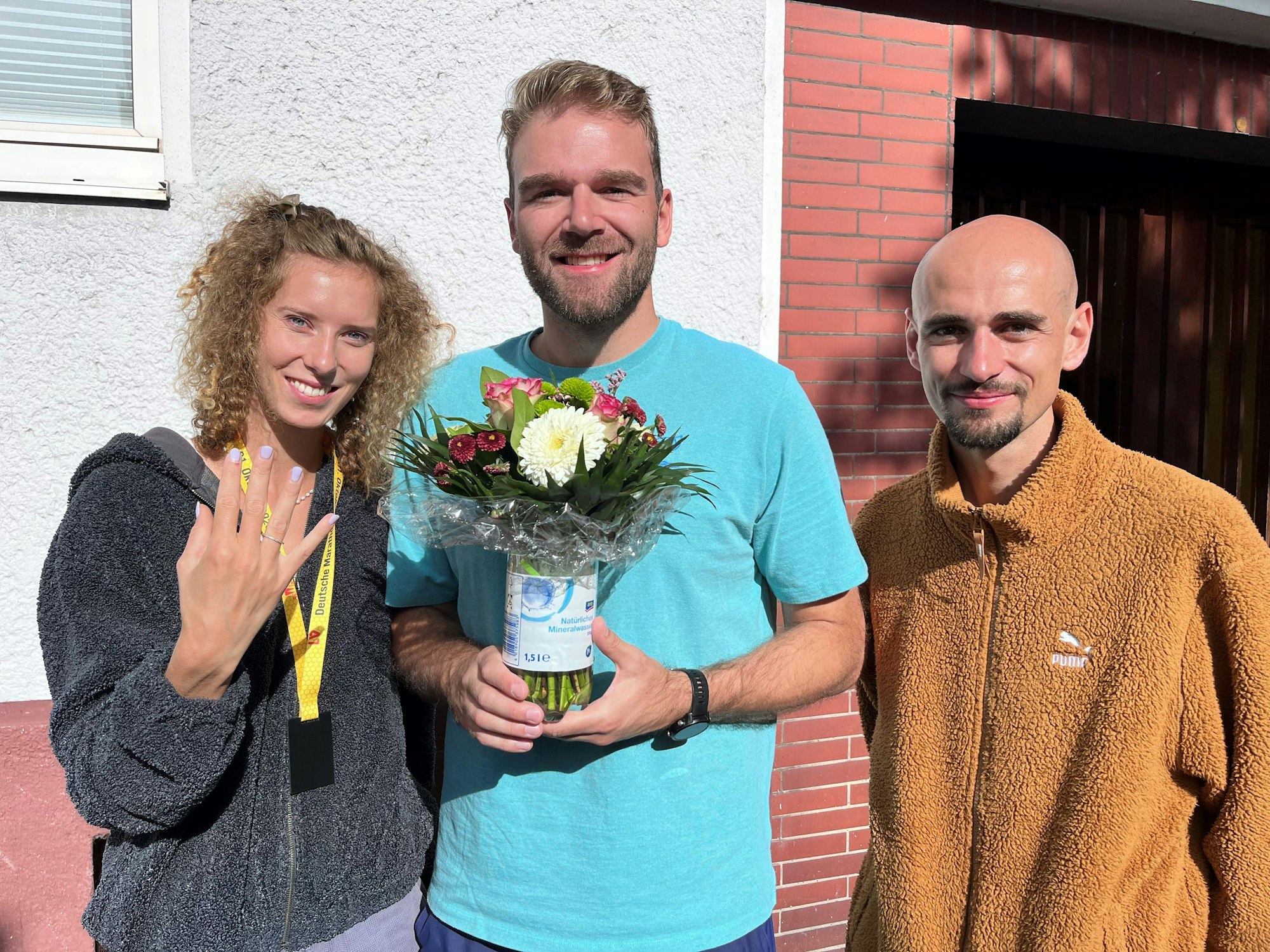 Marathon-Meisterin Esther Jacobitz, Simon Breuer und Hendrik Pfeiffer (v.l.)