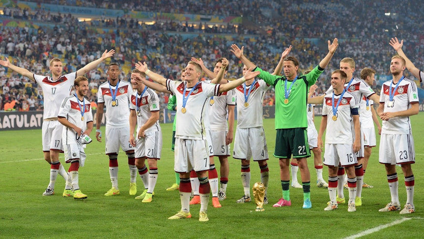 Die Weltmeister von 2014 feiern nach dem Finale.
