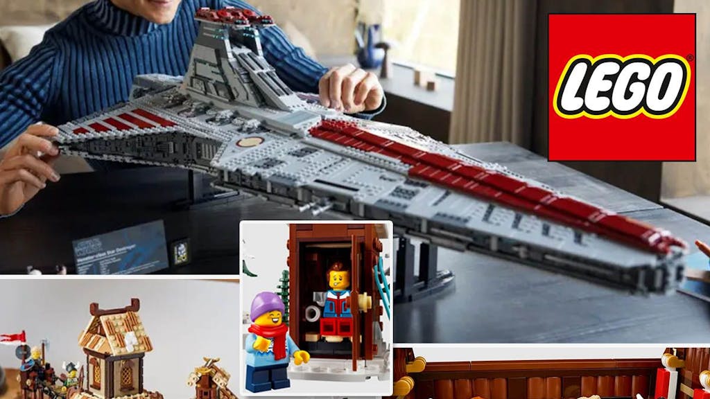 Lego-Neuheiten Oktober 2023: Lego Star Wars Republikanischer Angriffskreuzer Venator, Lego Wikingerdorf und Lego Almhütte, Bilder der Lego Modelle.