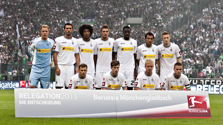 Die Borussia-Elf beim Hinspiel der Relegation.
