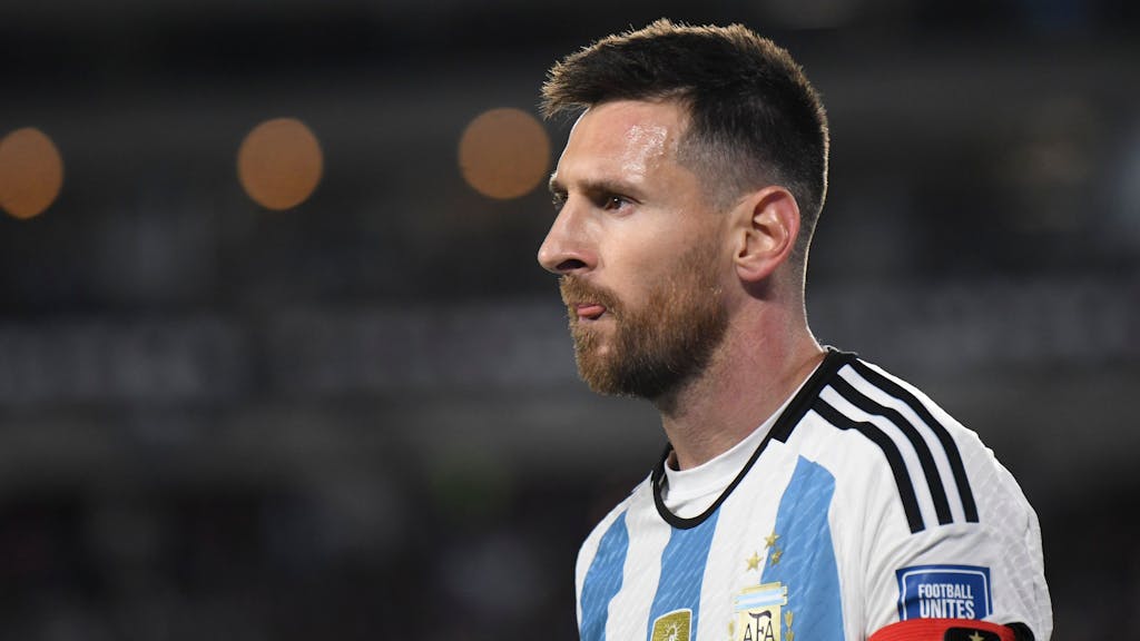 &nbsp;Argentiniens Lionel Messi reagiert während des Spiels.&nbsp;