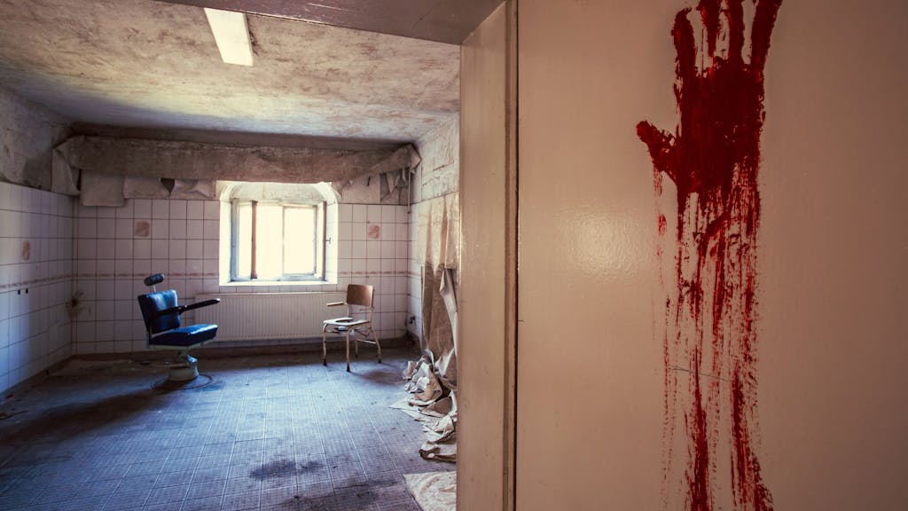 Ein Raum in einem verlassenen Krankenhaus.