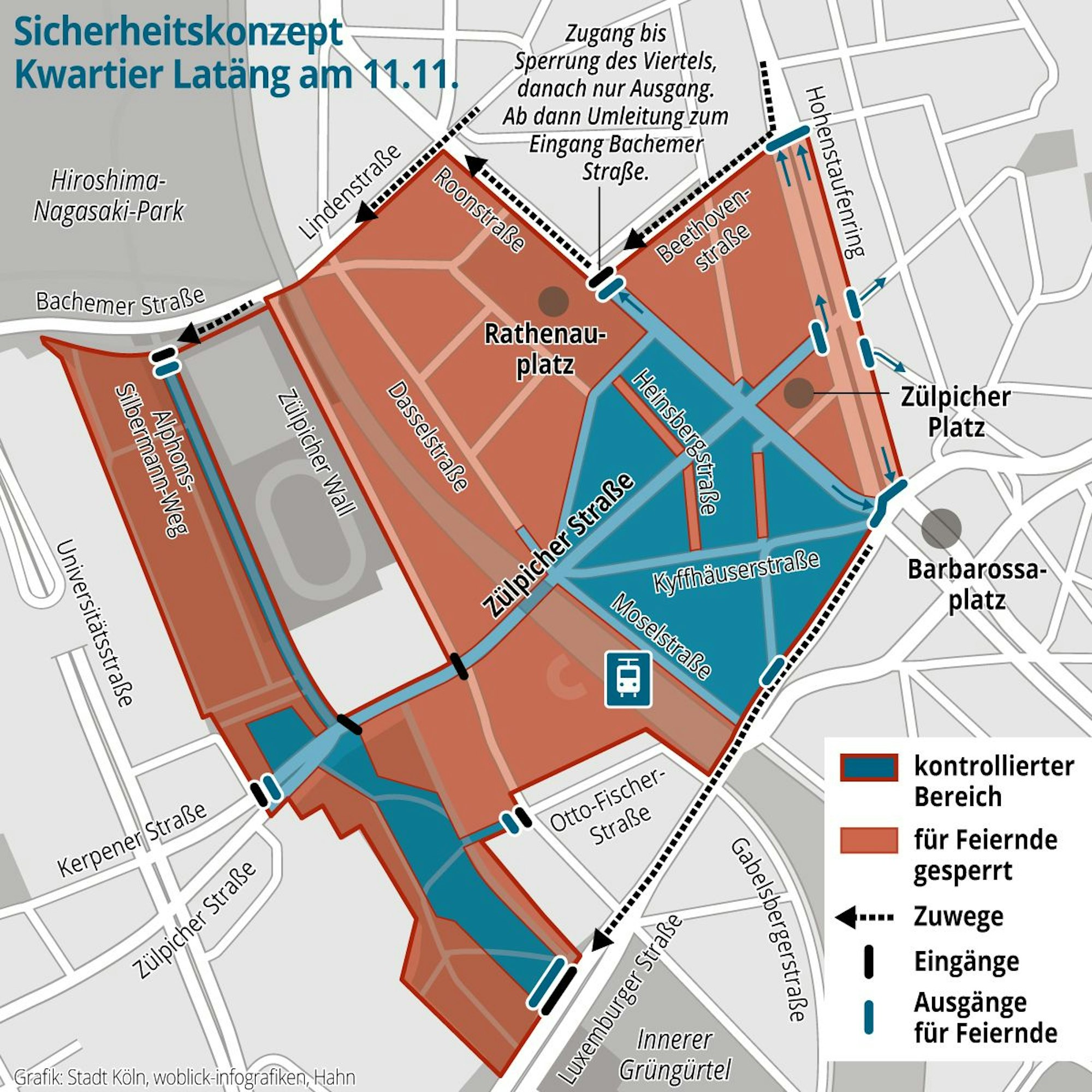 Eine Grafik des Sicherheitskonzepts Kwartier Latäng am 11.11.