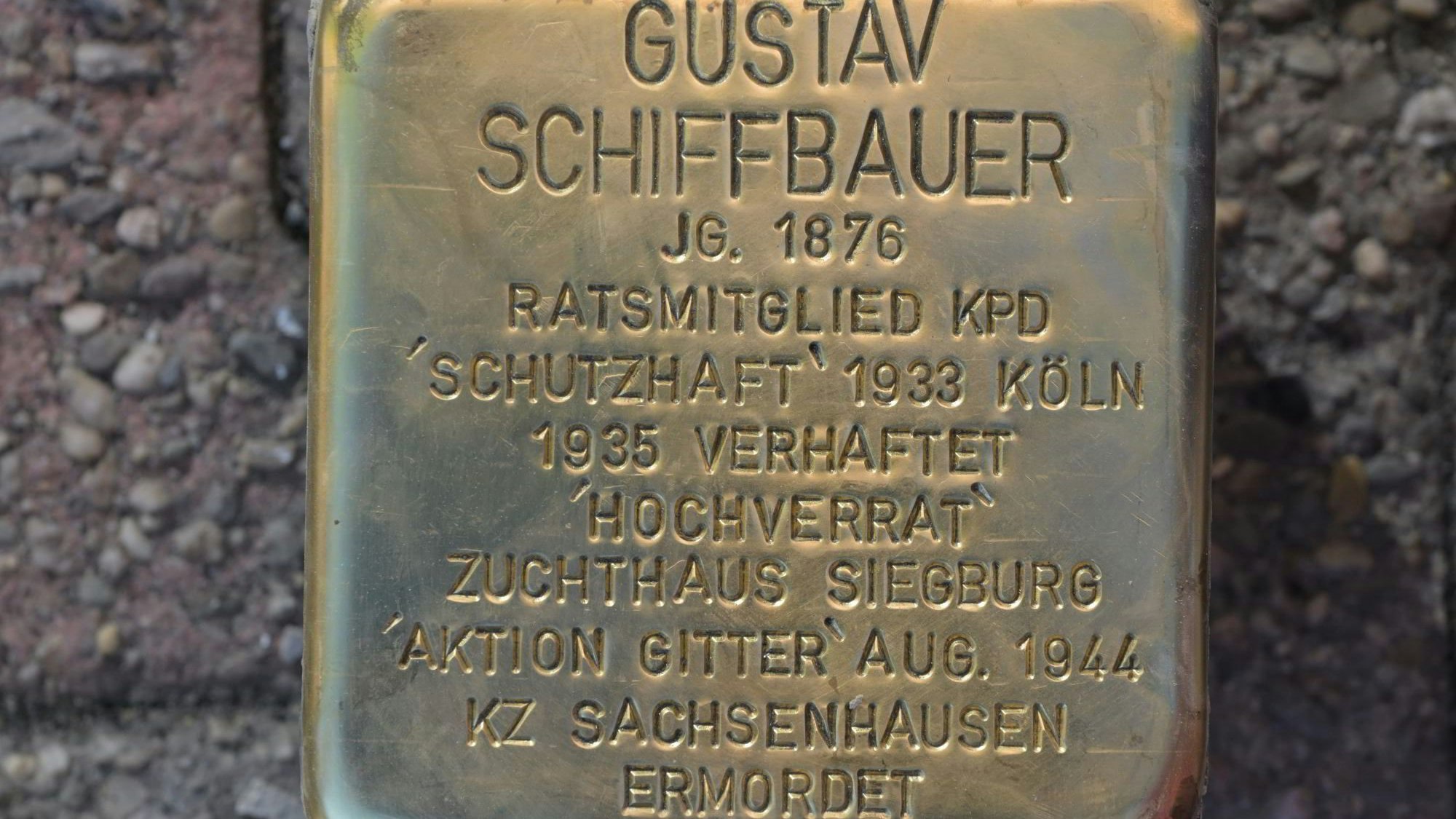 Das Foto zeigt den Gedenkstein für Gustav Schiffbauer.
