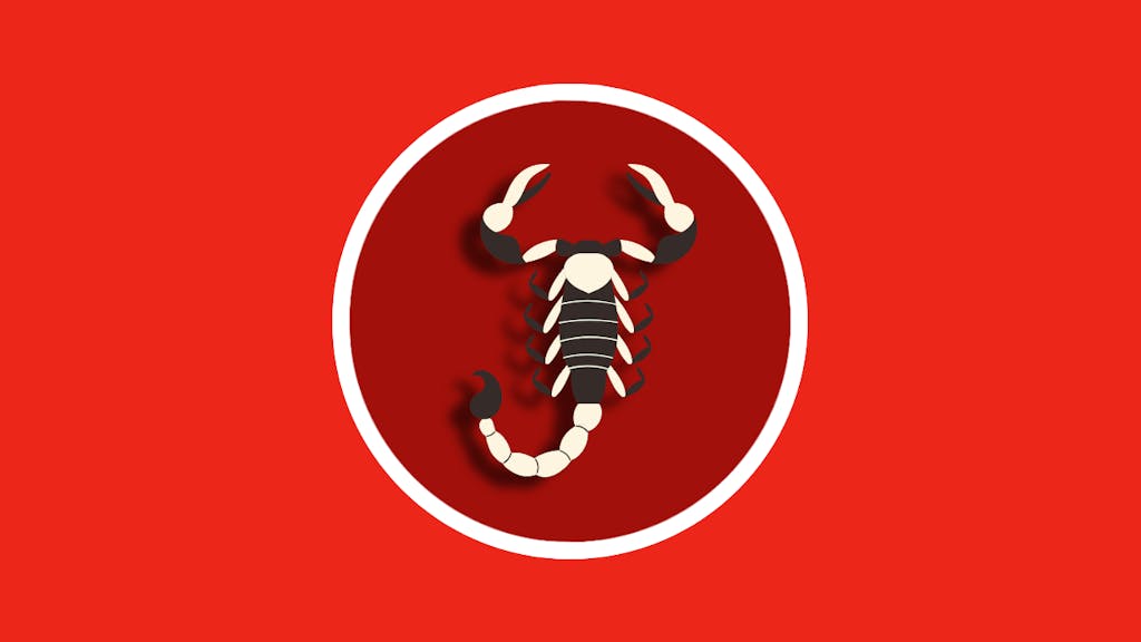 Das Sternzeichen Skorpion vor einem roten Hintergrund.