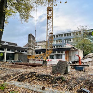 Blick auf die Baustelle des Hauses der Kunst in Burscheid Ende Oktober 2023