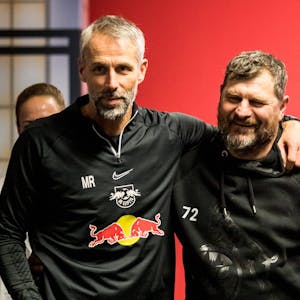 Marco Rose und Steffen Baumgart nach dem 0:0 in Müngersdorf in der vergangenen Saison