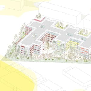 Die Zeichnung des Neubaus der Schule