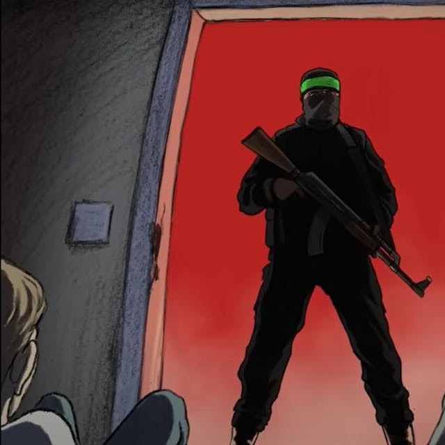 Szene aus Animationsfilm „Disaster“ von Yoni Goodmann und Renana Gome schildert den Angriff und die Geiselnahme durch die Hamas in Israel.