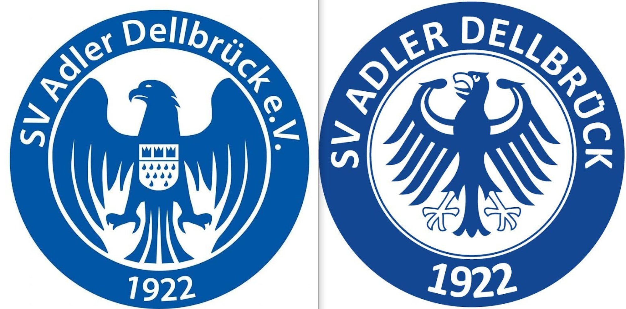 Das alte (r.) und das neue Wappen des SV Adler Dellbrück.