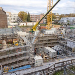 Blick auf die Baustelle am Waidmarkt im November 2023
