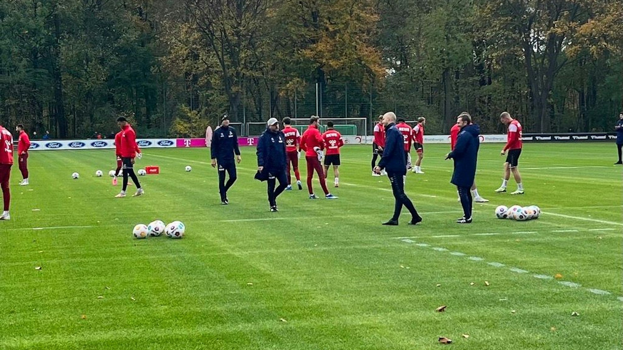 Steffen Baumgart steht beim Training mit seiner Mannschaft auf dem Rasen.