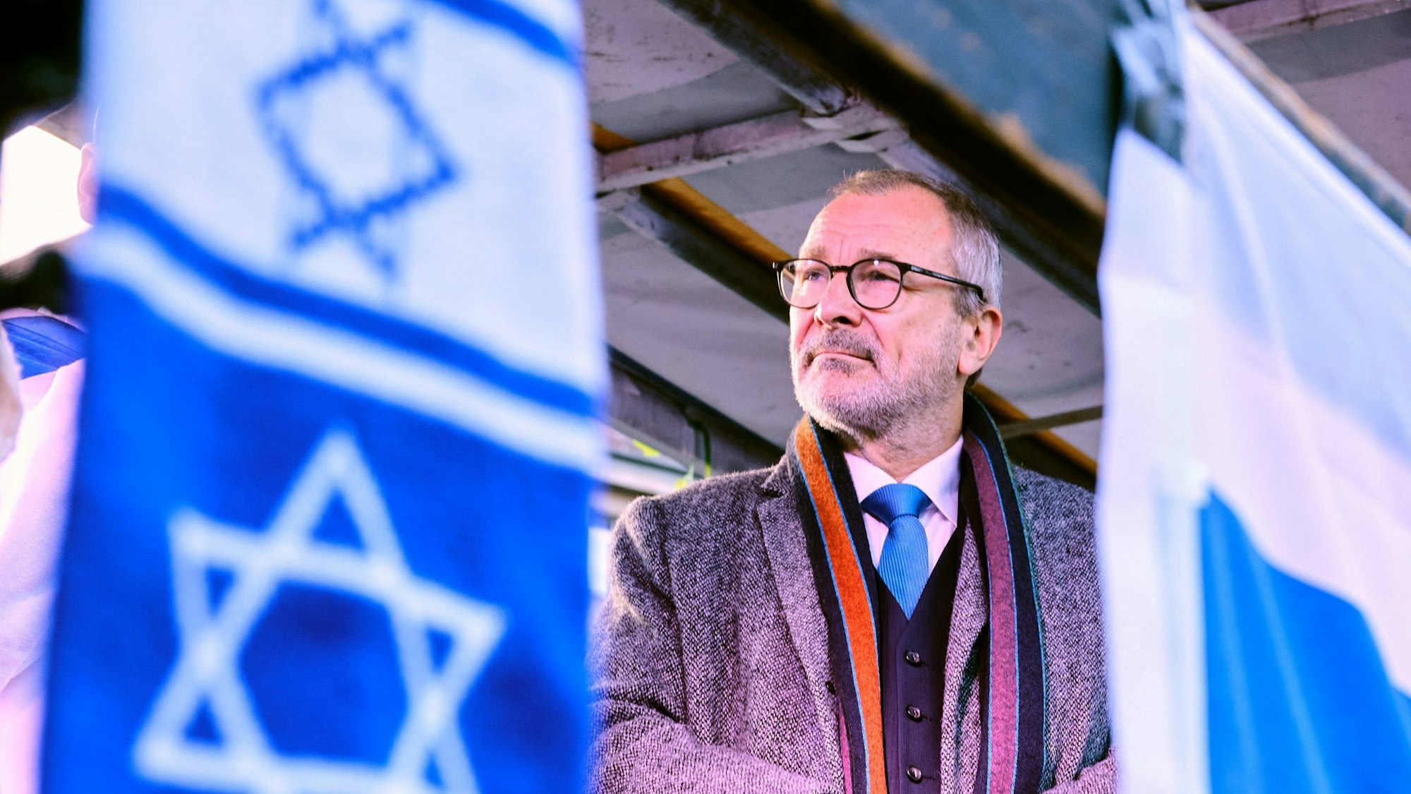 Volker Beck, Präsident der Deutsch-Israelischen Gesellschaft (DIG), auf einer Demonstration in Berlin