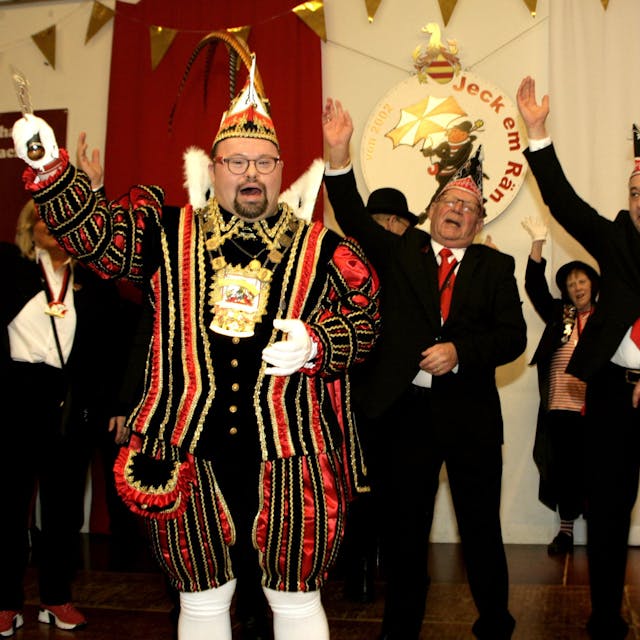 Auf dem Bild ist der Bachemer Karnevalsprinz Andy I. nach seiner Proklamation zu sehen.