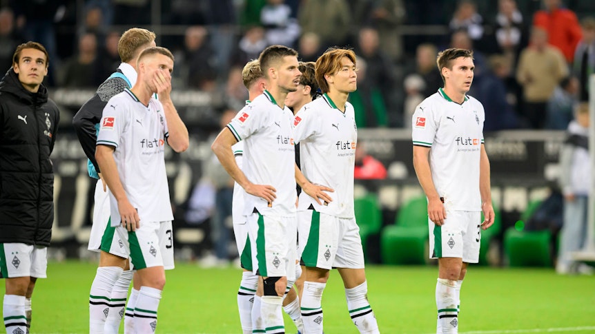 Spieler von Borussia Mönchengladbach sind enttäuscht.