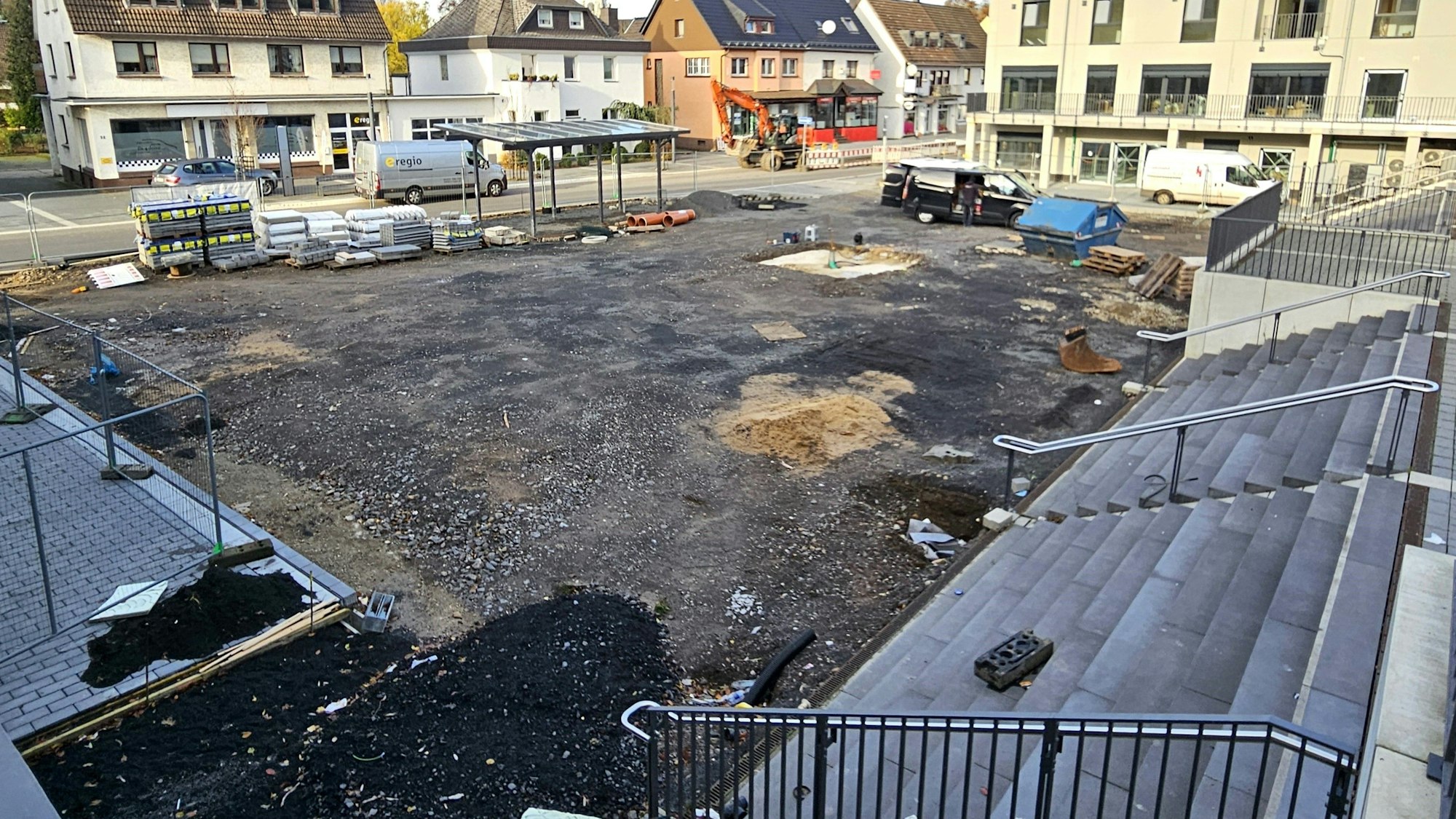 Das Bild zeigt die Baustelle am Kaller Bahnhof.