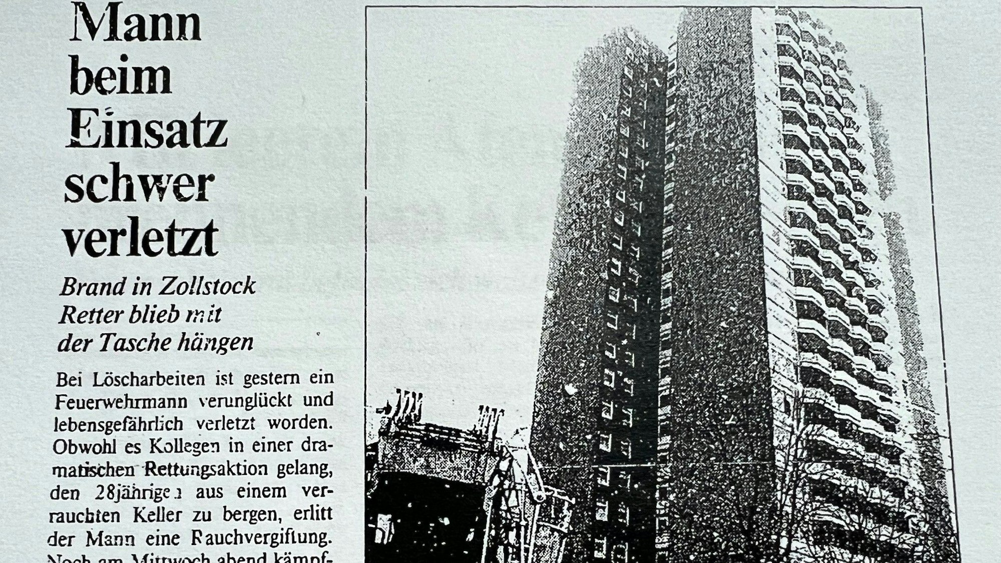 Zeitungsausriss aus dem „Kölner Stadt-Anzeiger“ vom 7. März 1996 mit einem Bericht über das tödliche Unglück.