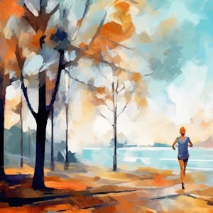 Illustration: Eine Frau joggt an einem Fluss