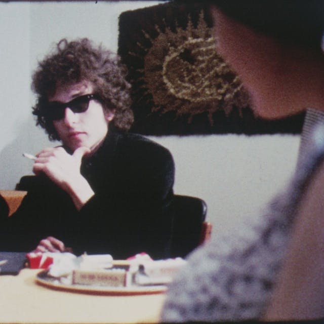 Bob Dylan bei einer Pressekonferenz im Jahr 1966
