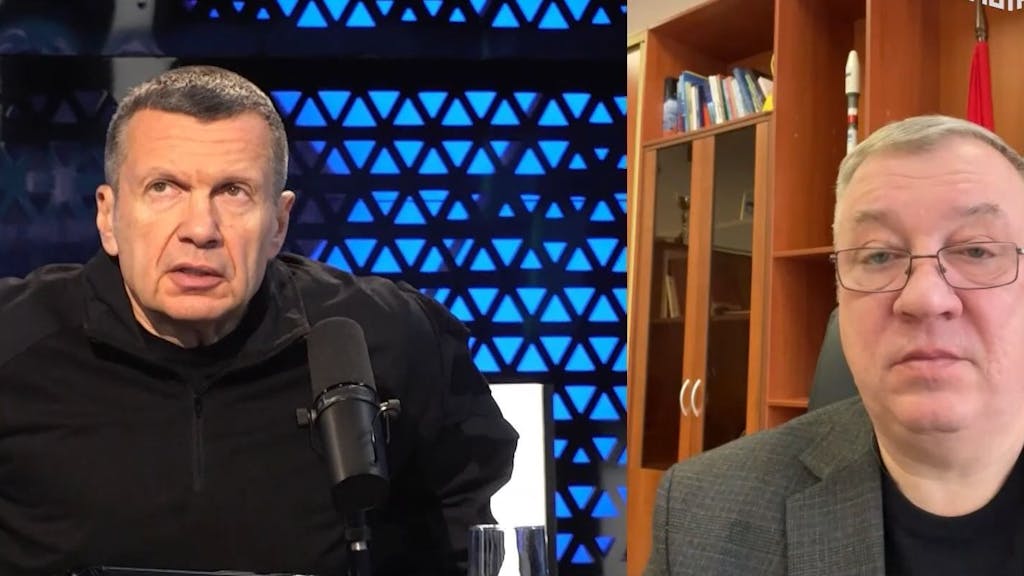 Wladimir Solowjow (links) und der Duma-Abgeordnete Andrey Gurulyov diskutieren offen über eine russische Invasion weiterer Staaten.