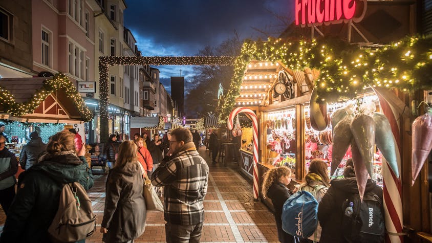 Der Weihnachtsmarkt in Leverkusen Wiesdorf. Foto: Ralf Krieger