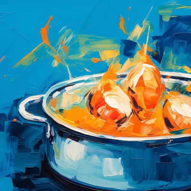 Illustration: Huhn kocht in einem Topf