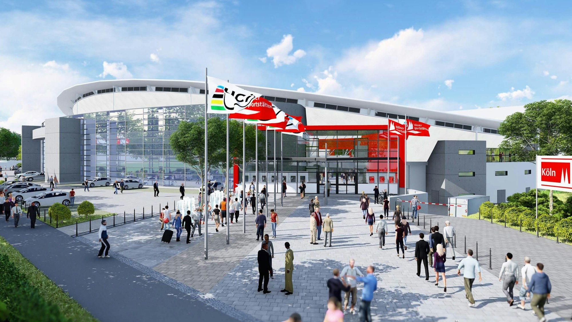 So soll das neue Radstadion in Müngersdorf aussehen.Der Bau wird nun deutlich teurer als geplant.