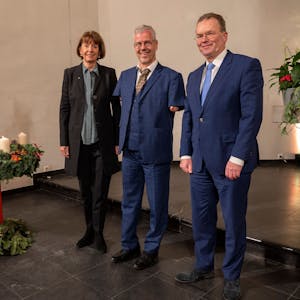 Henriette Reker, Rainer Schmidt und Bernhard Seiger beim Jahresempfang der Diakonie.